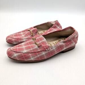 Sam Edelman Loraine Bit Loafers Shoes Kids Pink Plaid Size US2M EU33.5